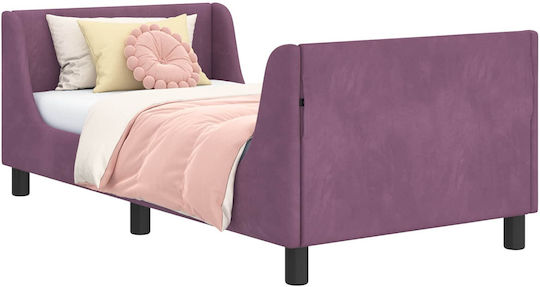 Kids Bed Single Purple for Mattress 80x160cm