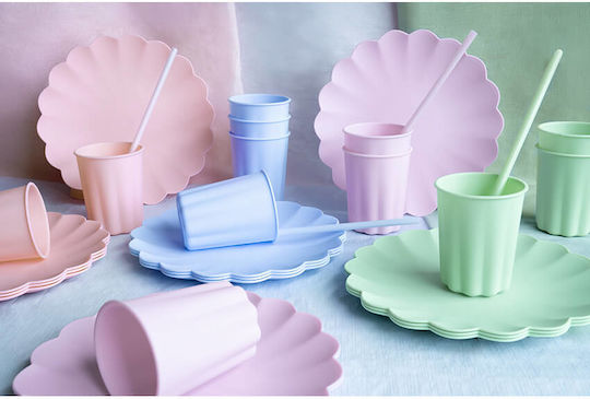 PartyDeco Пластмасови Плочи С Назъбен Ръб 22 X 22 См Лилави 1 Опаковка 4 Броя