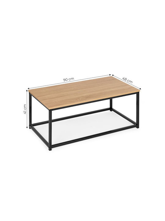 Rectangular Central Wooden Coffee Table Black W90xD48xH40cm