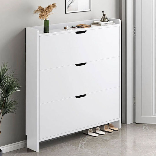 Wooden Shoe Organizer White 80x17x115cm