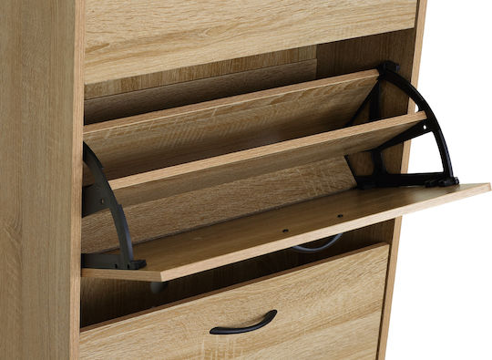Zefiros Wooden Shoe Organizer with 3 Shelves Sonoma 60x24x115cm