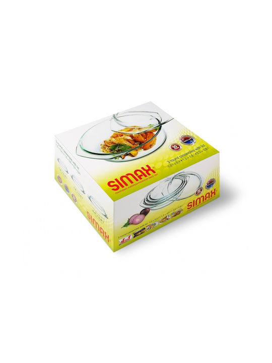 Simax Rotund Vas de Gătit Rezistent la Căldură Sticlă cu Capac 1000ml 1buc