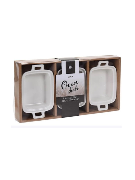 Excellent Houseware Ορθογώνιο Πυρίμαχο Σκεύος από Πορσελάνη 13x10x4cm 3τμχ