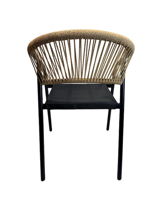 Outdoor Chair Rattan Black/Beige 36x36x75cm
