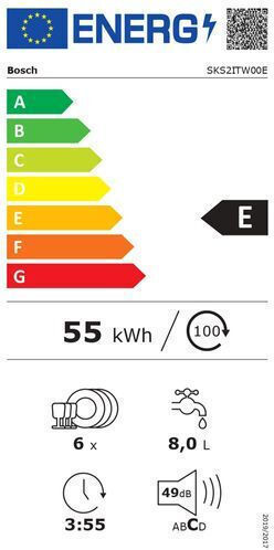 Bosch Πλυντήριο Πιάτων Πάγκου για 6 Σερβίτσια ExtraDry Π55.1xY45εκ. Λευκό