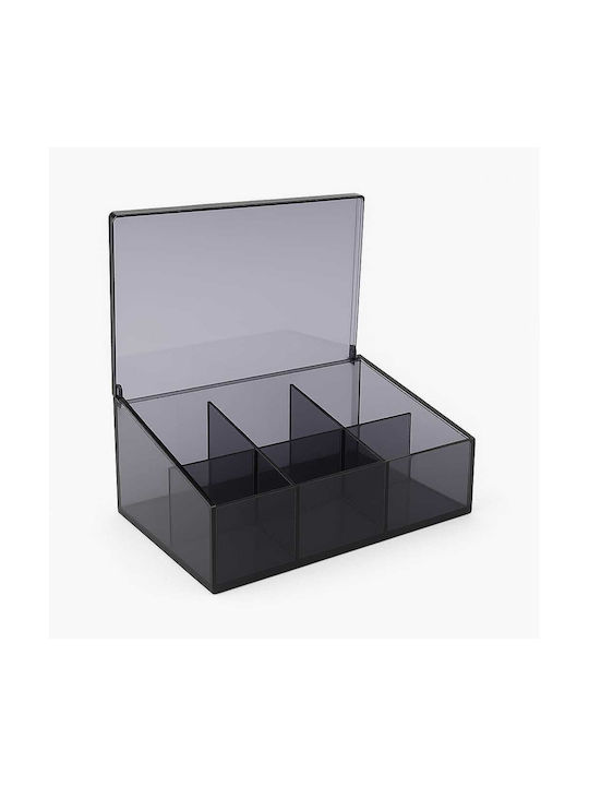 Box für Tee / Allgemeine Verwendung mit Deckel Kunststoff Transparent 14.9x9x21.7cm