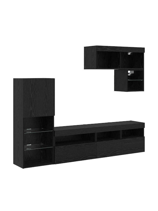 Wohnzimmer TV-Einheit Black Beech mit Beleuchtung L80xB30xH30cm