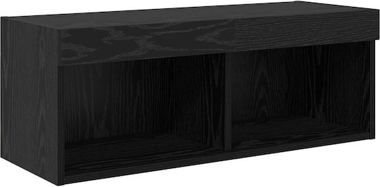 Living Room TV Unit with Lighting Black Beech L80xW30xH30cm