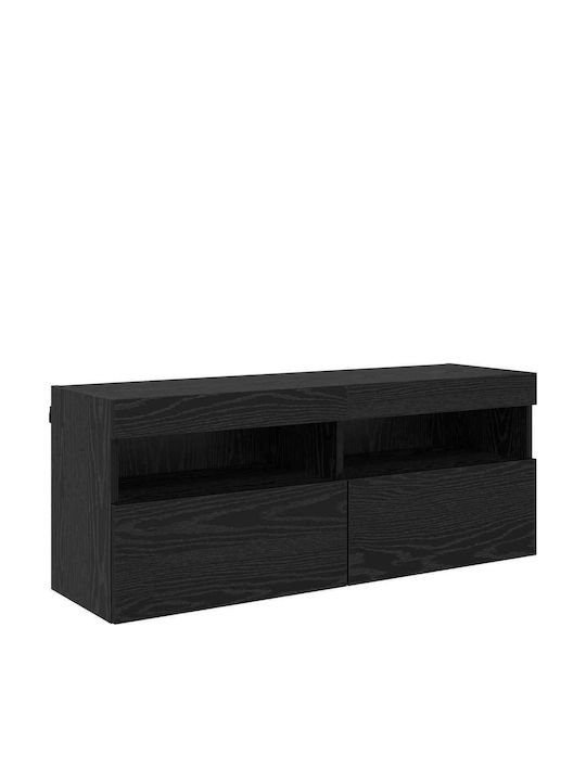 Wohnzimmer TV-Einheit Black Beech mit Beleuchtung L100xB30xH40cm