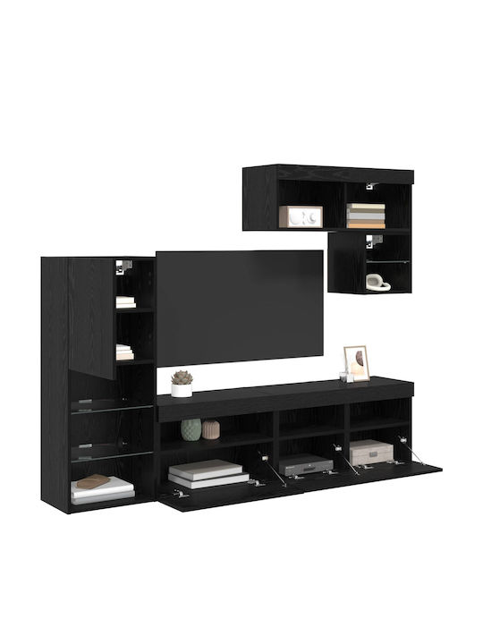 Wohnzimmer TV-Einheit Black Beech mit Beleuchtung L80xB30xH30cm