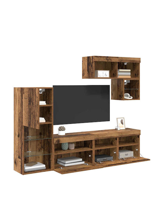 Living Room TV Unit with Lighting Old Wood L80xW30xH30cm