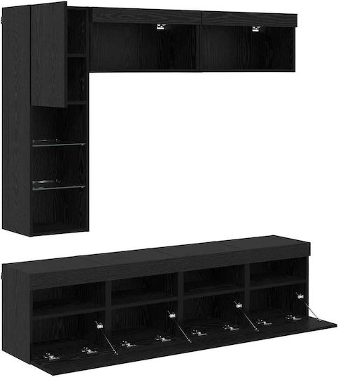 Living Room TV Unit with Lighting Black L30.5xW30xH102cm