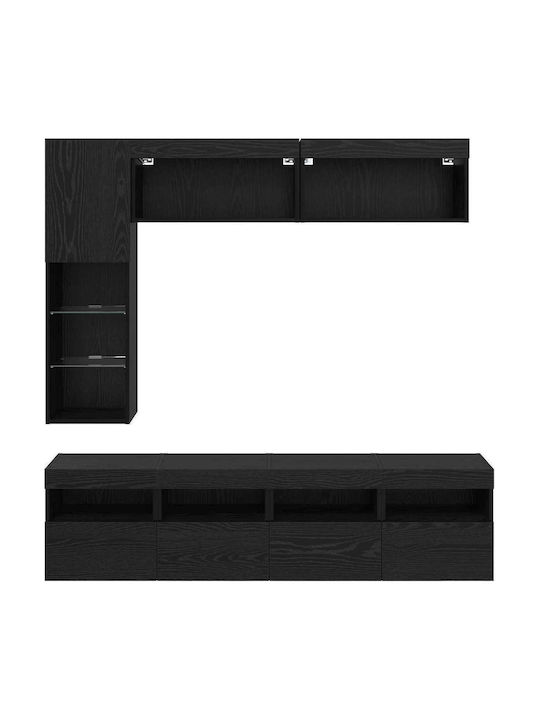 Wohnzimmer TV-Einheit Schwarz mit Beleuchtung L30.5xB30xH102cm