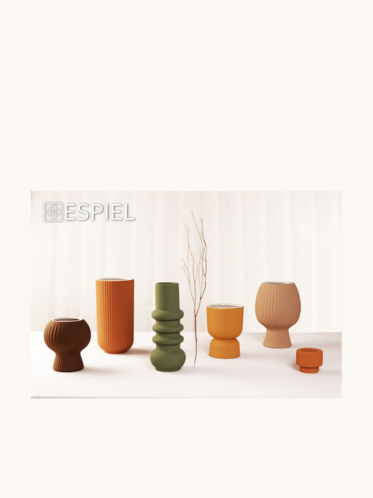 Espiel Candle Holder suitable for Tealights Ceramic in Orange Color 7x6x6cm 1pcs