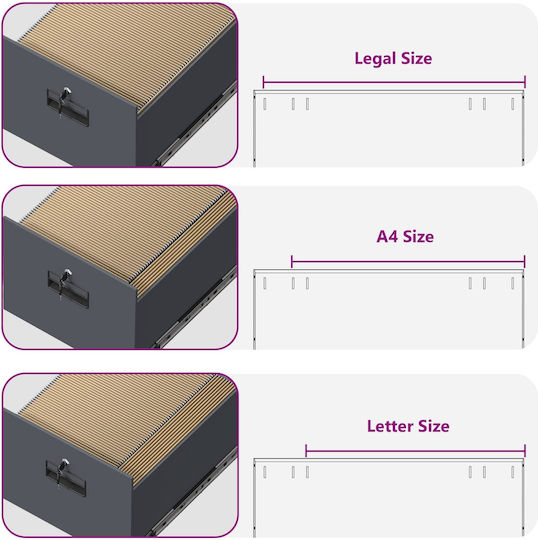 Office Storage Drawer Metal with Lock Anthracite 44x50x106.5cm