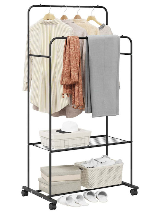 vidaXL Floor Garment Rack made of Metal Black 80x53x156cm