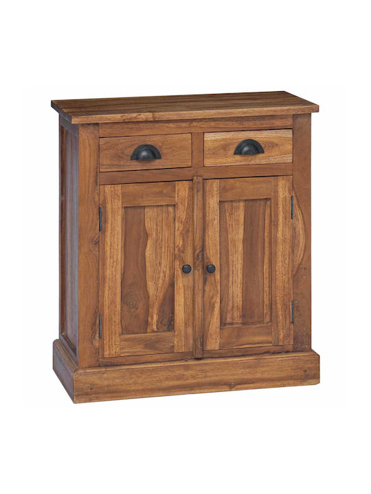 Bufet Dulap din Lemn Masiv & Metal cu Sertare Maro 65x30x75cm