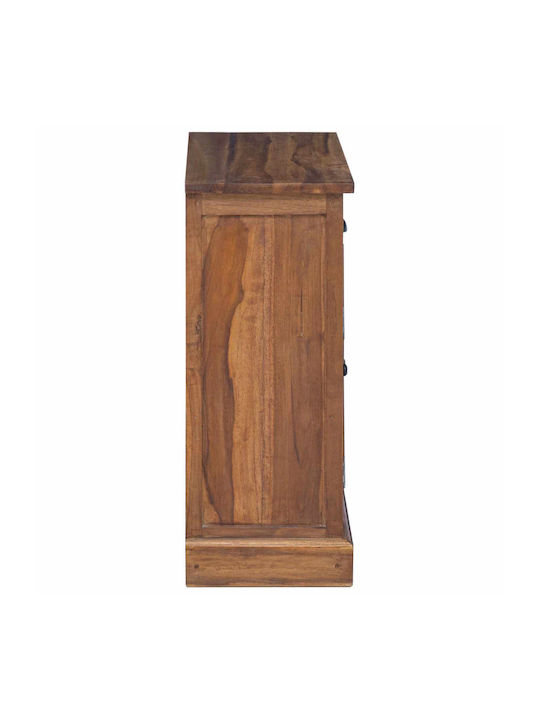 Bufet Dulap din Lemn Masiv & Metal cu Sertare Maro 65x30x75cm