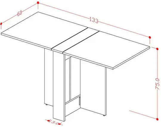 Πτυσσόμενο Τραπέζι Κουζίνας Mdflam 133x75x75 Cm Γκρι Στάχτης