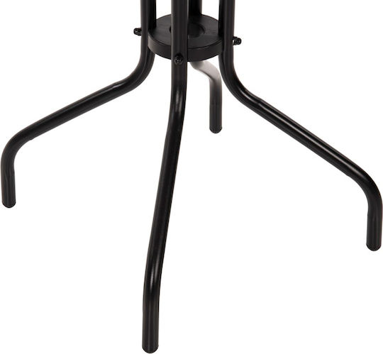 Outdoor Dinner Free Standing Table with Glass Surface and Metal Frame Black 60x60x72cm