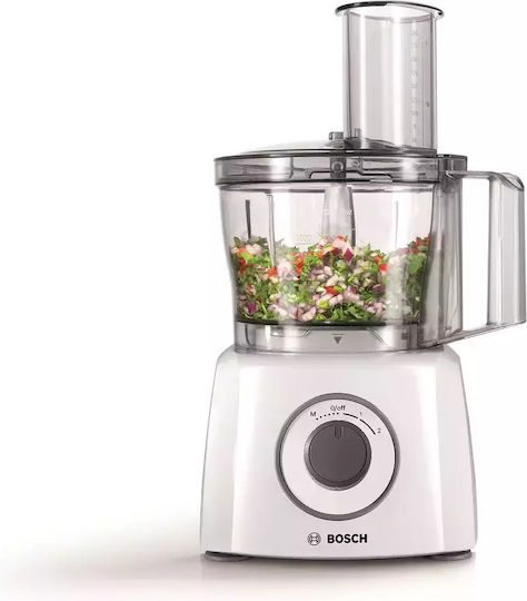 Bosch Мултифункционален хранителен процесор 800W с Купа 2.3лт Бял