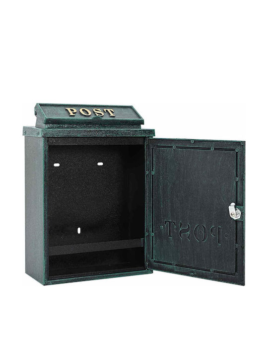vidaXL Външна Пощенска Кутия Металик в Зелен Цвят 29x13x41см
