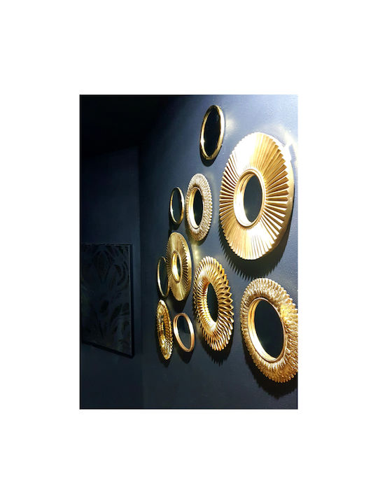 Liberta Sol Wall Mirror with Gold Plastic Frame Diameter 50cm 4pcs