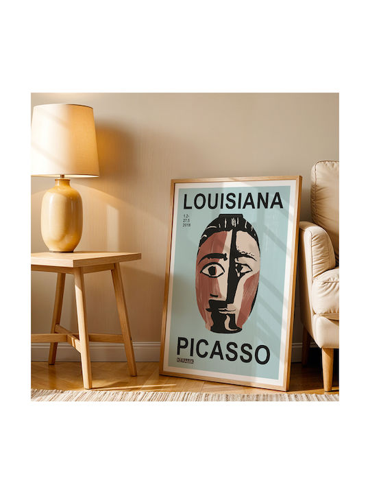 Poster Pablo Picasso Ceramics Tete De Femme Art246 50cm X 70cm Black Wooden Frame