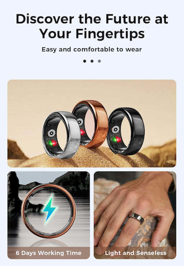 Kyklō Smart Ring 20.6mm Αδιάβροχο με Παλμογράφο Ασημί