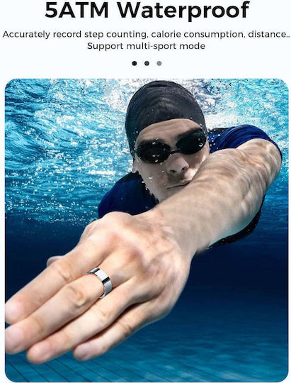 Kyklō Smart Ring 20.6mm Αδιάβροχο με Παλμογράφο Ασημί