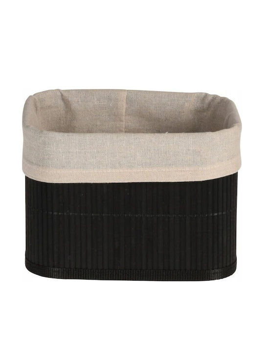 Set of 4 Bathroom Baskets with Bamboo and Black Linen Fabric Lining Aria Trade
