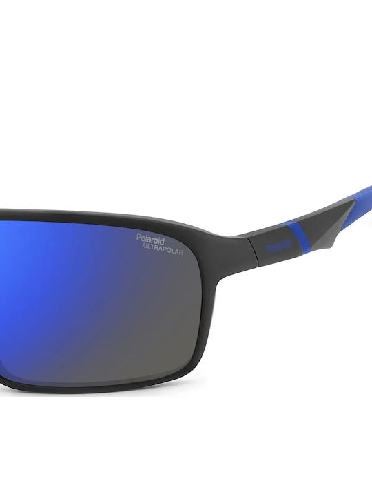 Polaroid Herren Sonnenbrille mit Schwarz Kunststoff Gestell und Blau Spiegel Linse PLD7058/S 0VK/QG