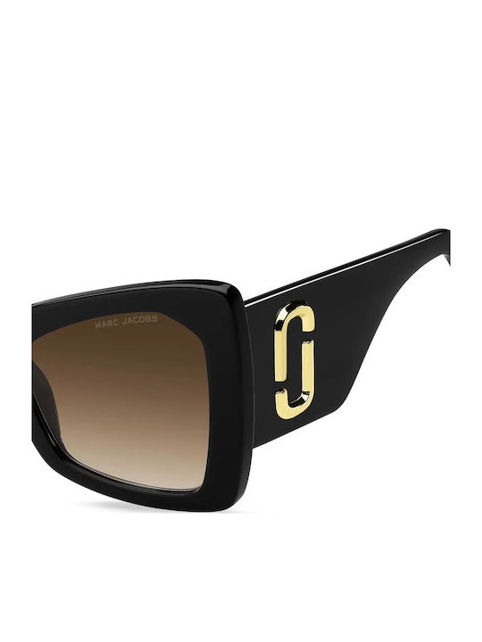 Marc Jacobs Women's Sunglasses with Black Plastic Frame and Brown Gradient Lens Marc 761/S 807/HA