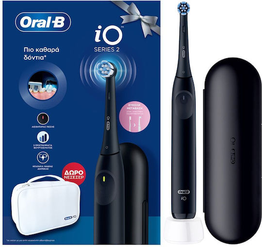 Oral-B Io Series 2 Electric Toothbrush with Pressure Sensor and Travel Case & Gift Necessaire Black
