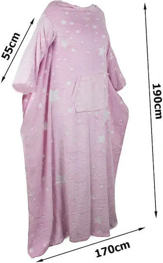 Verk Group Fleece-Decke mit Ärmeln 190x170cm Rosa