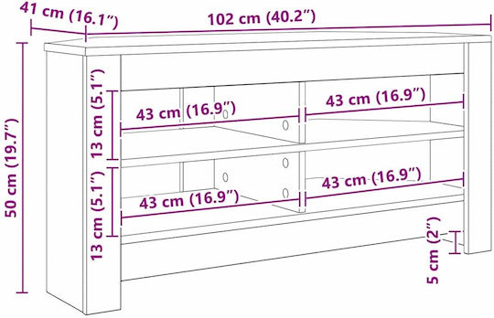 Телевизионни Мебели В Кафяв Дъб М102xД40.5xВ45см