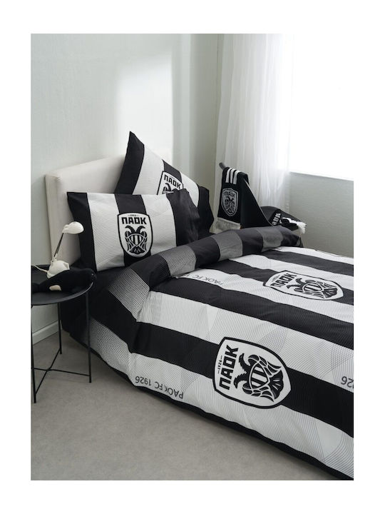 Vesta Home Σετ Παπλωματοθήκη Μονή με Μαξιλαροθήκη 170x240cm Άσπρο Μαύρο