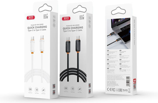 XO USB 2.0 Cable USB-C male - USB-C 60W PD Λευκό 1m 16.005.0406