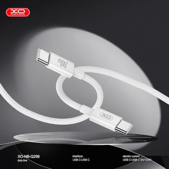 XO USB 2.0 Cable USB-C Male - USB-C 240W PD White 1m 16.005.0408