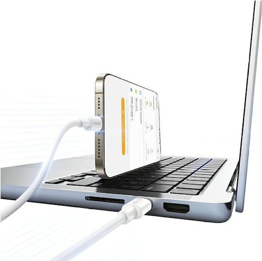 Usams USB 2.0 Cable USB-C Male - USB-C 60W PD White 1m