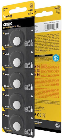 Technik Μπαταρίες Λιθίου Ρολογιών CR1220 3V 5τμχ