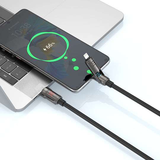 XO USB to Lightning / Type-C Cable 3A Μαύρο 1.2m