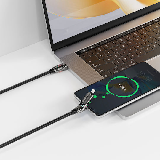 XO USB to Lightning / Type-C Cable 3A Μαύρο 1.2m