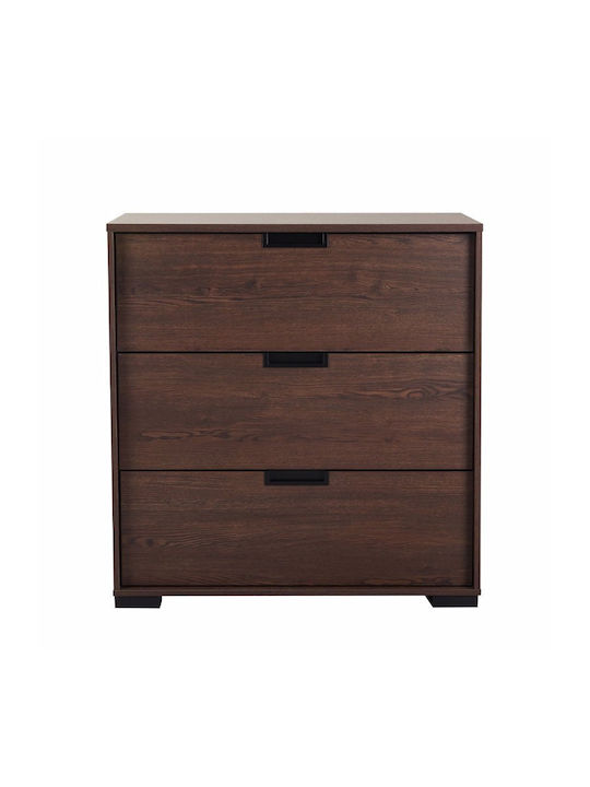Inspire Wooden Chest of Drawers with 3 Drawers Walnut 80x39x80cm