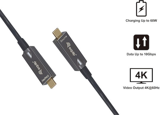Equip USB 3.2 Cable USB-C Male - USB-C 60W PD Black 5m 119461