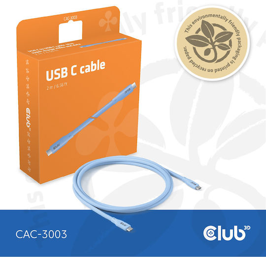 Club3D USB 2.0 Cable USB-C Male - USB-C 240W PD Blue 2m CAC-3003