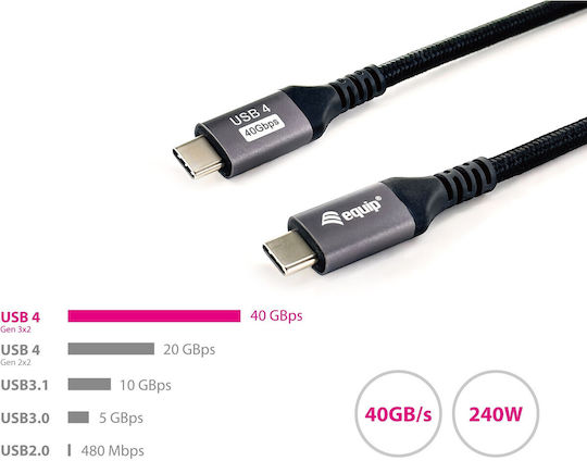 Equip USB 4 Video Cable USB-C male - USB-C 240W Μαύρο 2m 128383