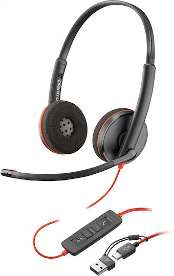 Poly Blackwire 3215 USB-C HS On Ear Multimedia Ακουστικά με μικρόφωνο και σύνδεση USB-A / USB-C