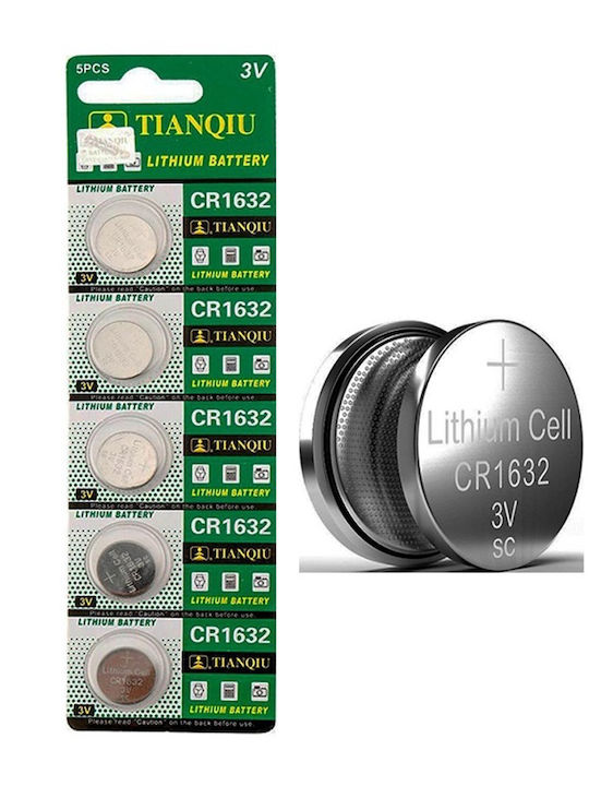 TianQiu Μπαταρίες Λιθίου Ρολογιών CR1632 3V 5τμχ