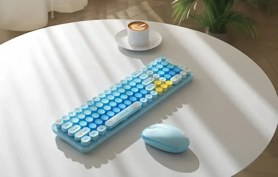 Mofii SMK-682M8AG Fără fir Set tastatură și mouse Engleză US Baby Bear Blue